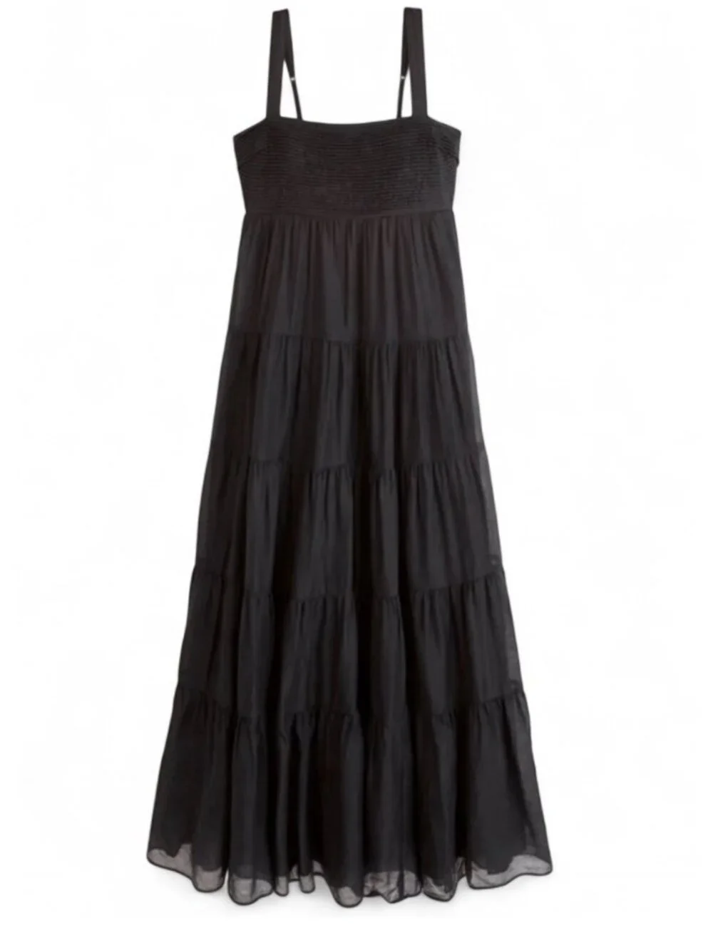 Abercrombie & Fitch Black Maxi Dress Summer Long Gown Smocked Tiered Classic, XL - Picture 8 of 8